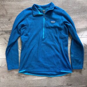 Patagonia Women's Lagoon Blue R1 Air 1/2 Zip Fleece Pullover Large W/ Logo